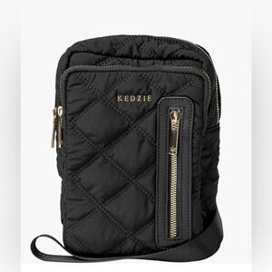 KEDZIE Cloud 9 Quilted Puffer Convertible Sling Bag (Black)2-Inch Bag Strap nwot